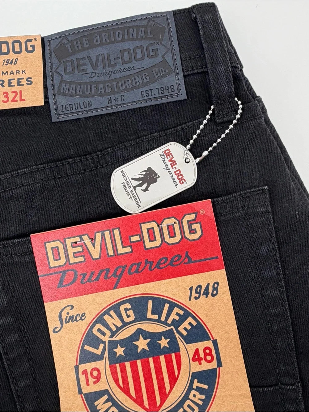 NEW DEVIL-DOG Dungarees Men Black Stretch Jeans 30x32 DD5093